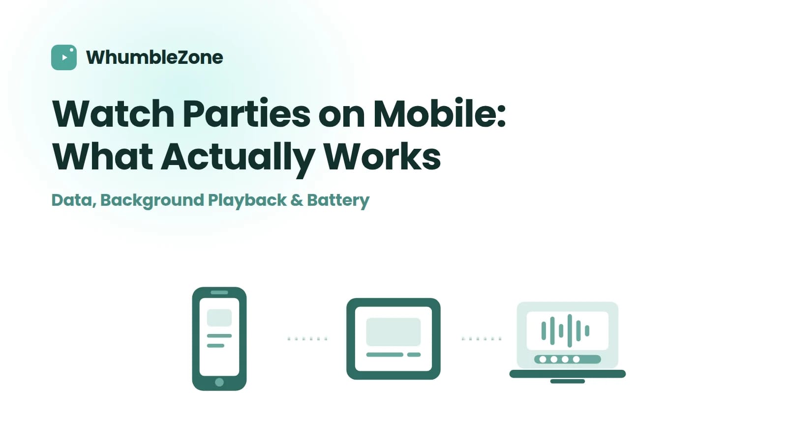 Phone, tablet and laptop icons, for joining a watch party from any device