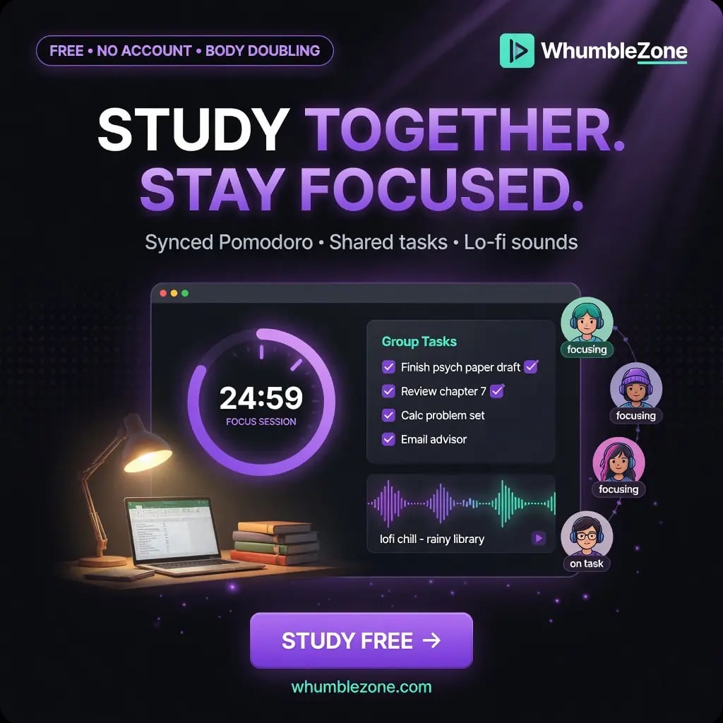 Study with me online — free virtual study rooms on WhumbleZone