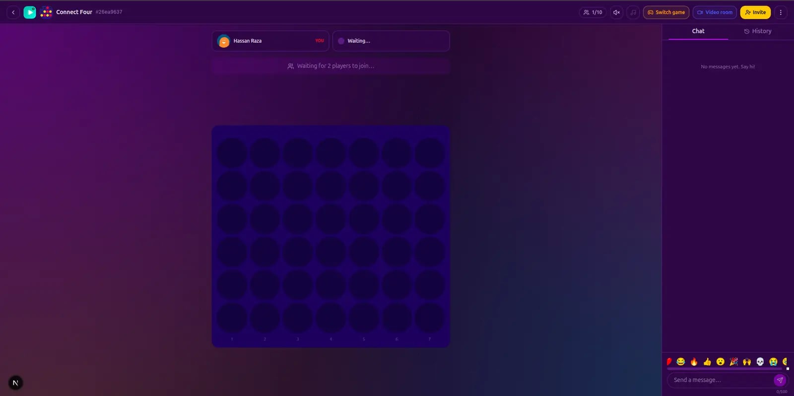 A real WhumbleZone Connect Four game room in progress