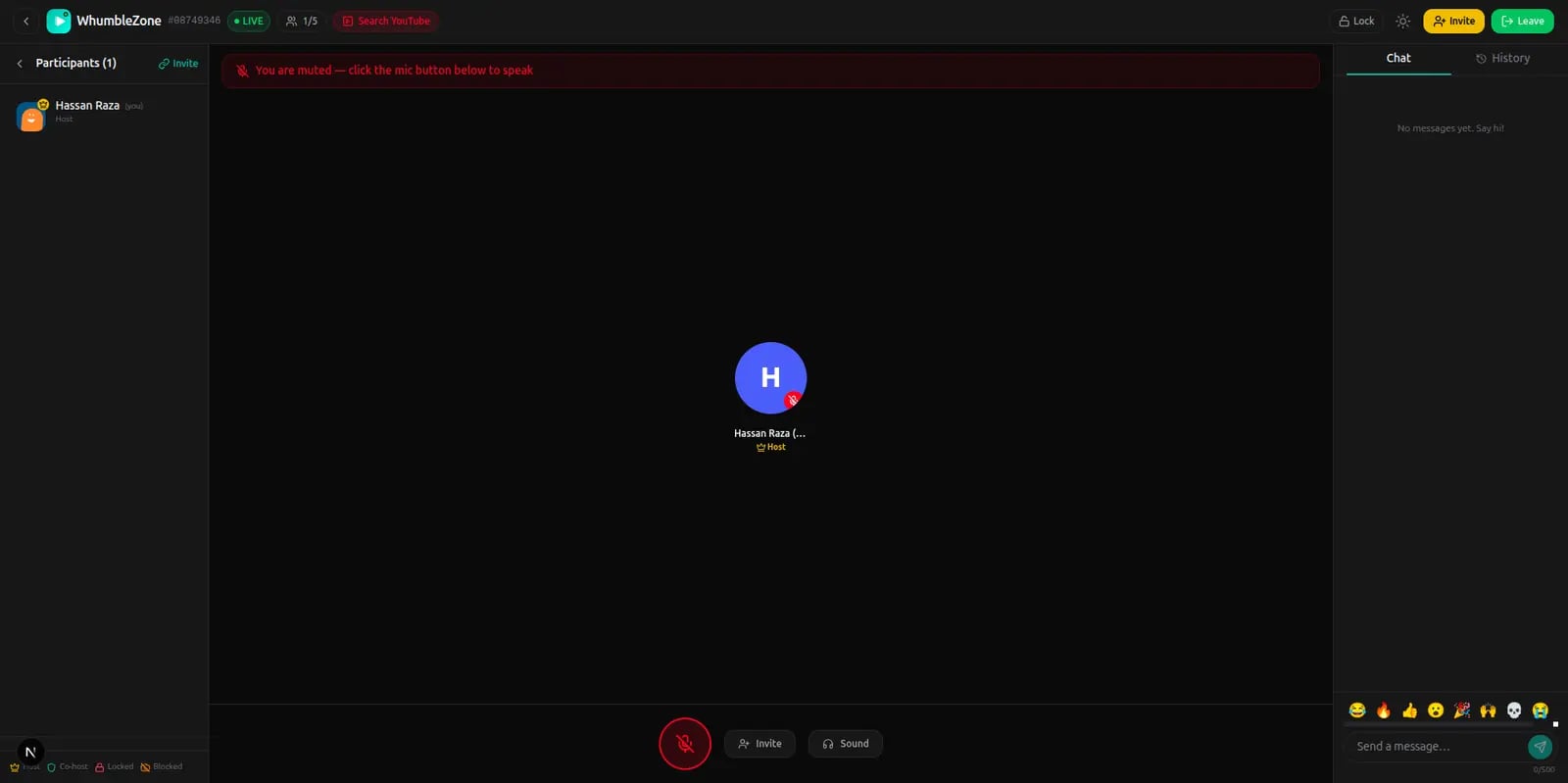 A real WhumbleZone voice/audio room in progress