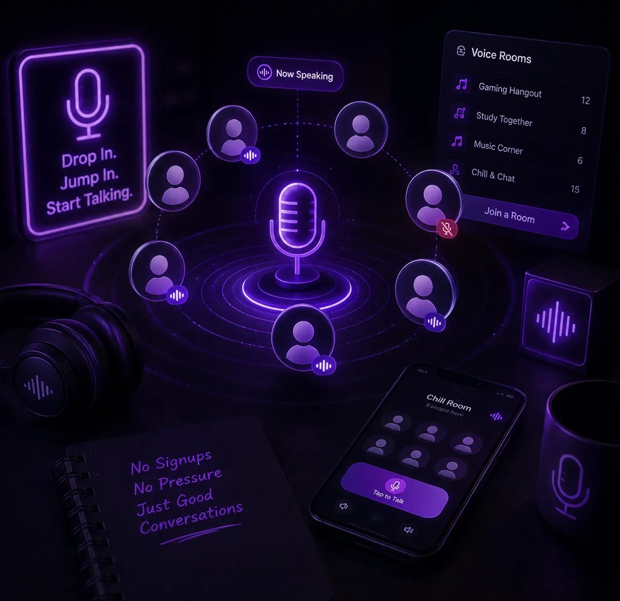 WhumbleZone voice audio room for hangouts without video pressure