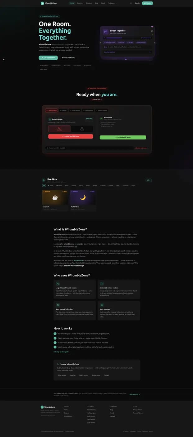 Watch2Gether alternatives comparison with WhumbleZone Watch2Gether alternatives comparison with WhumbleZone