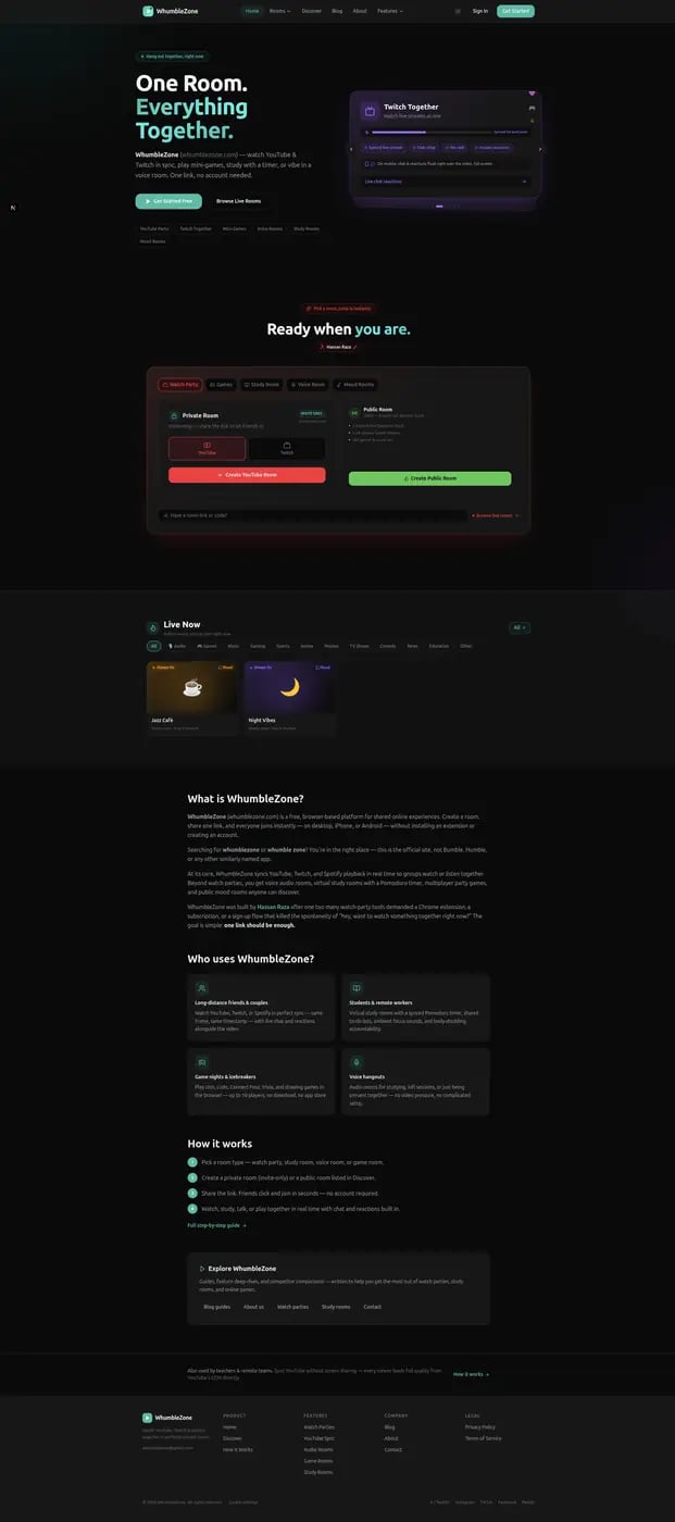 Watch2Gether alternatives comparison with WhumbleZone