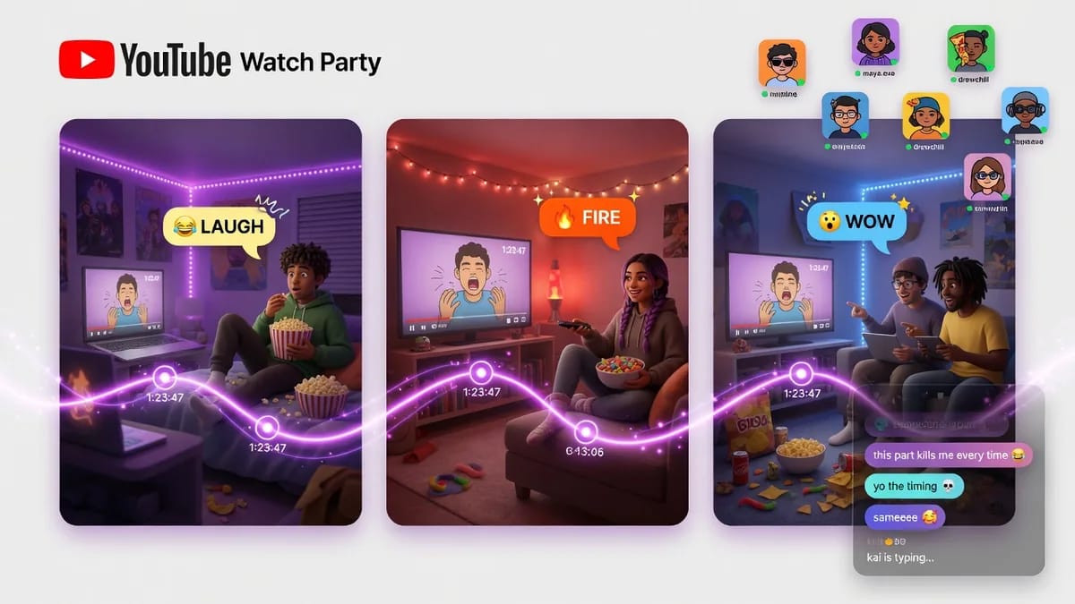 WhumbleZone YouTube watch party with real-time video sync and chat